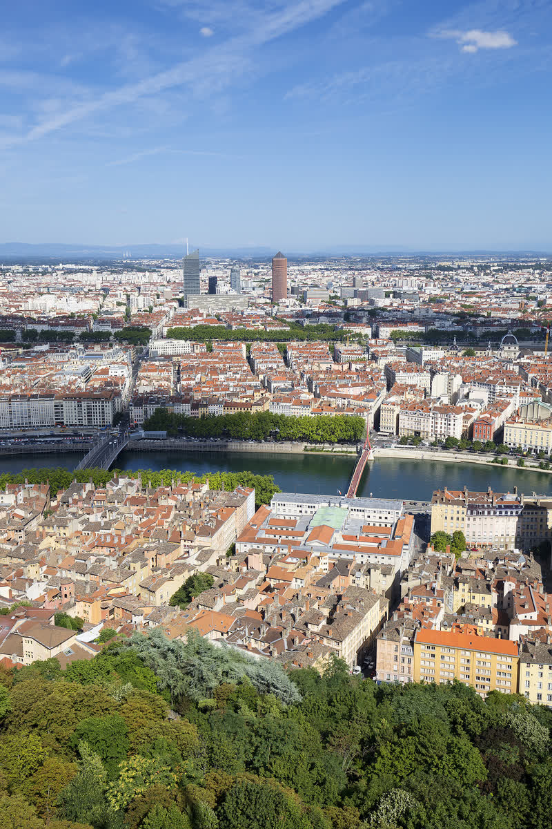 Lyon vu du ciel, la Saône et ses quais